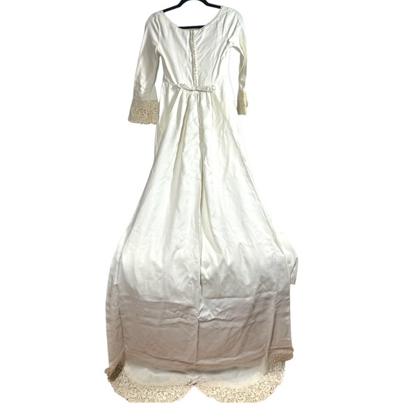Alfred Angelo Vintage 60s? Wedding Dress Empire Waist Button-Up Union Tag XS - Picture 7 of 13